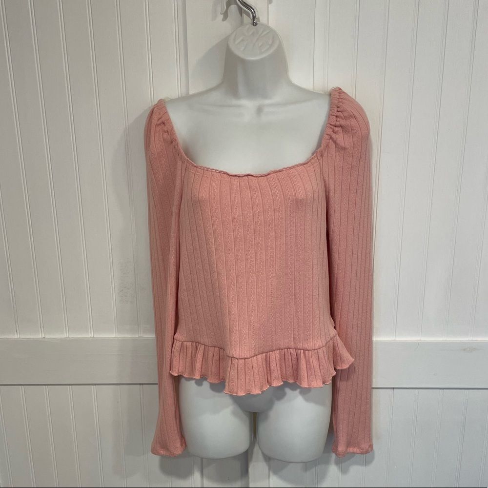 Honey & Sparkle dusty pink sweater with scalloped hem XL